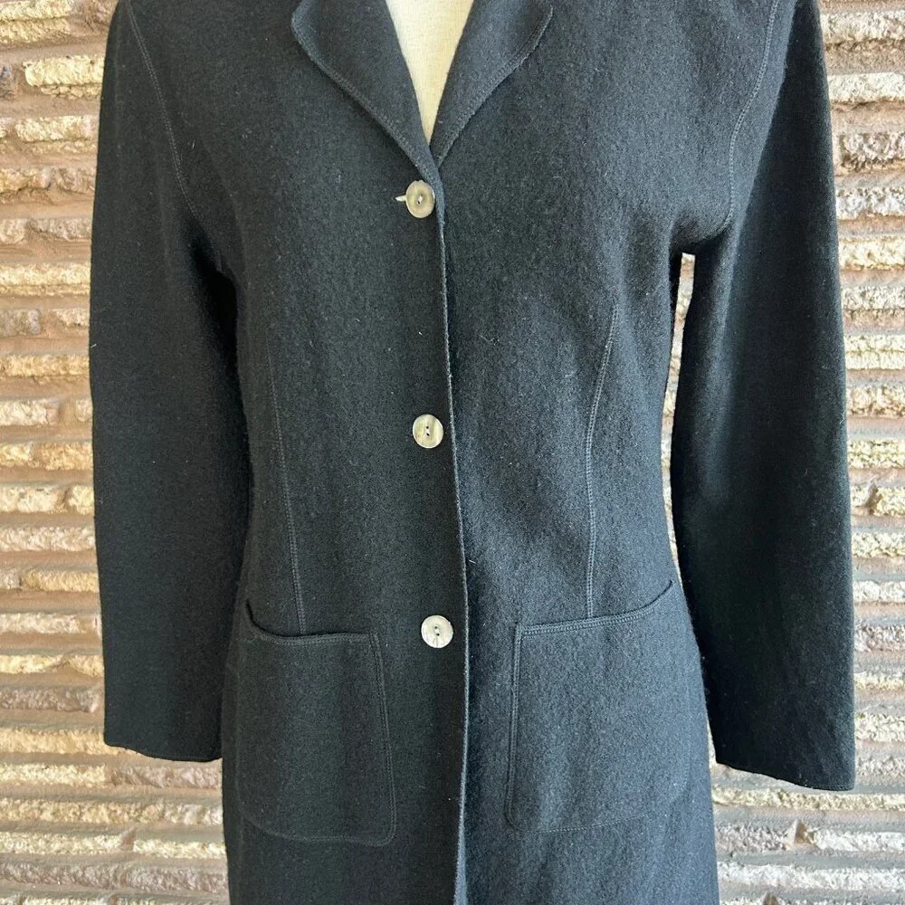 Dean & White Black 100% Boiled Wool Duster Sweater Coat Size Small